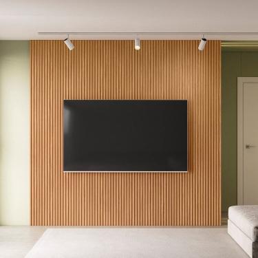 Imagem de Painel para TV 84 Polegadas 100% MDF Ripado Modular 2.6 Marrom Fosco