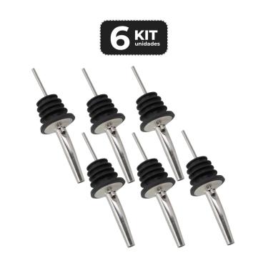 Imagem de Kit 6 Bico Dosador Inox Para Garrafas Barman