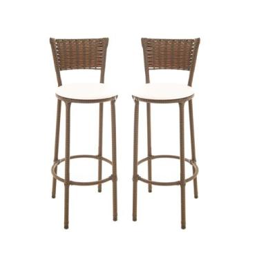 Imagem de KIT 2 Banquetas Alta Encapada Junco ARGILA Area de Lazer Cozinha Balcã