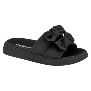 Imagem de Chinelo Slide Moleca Feminino Com Laços Duplos Preto, Preto, 35
