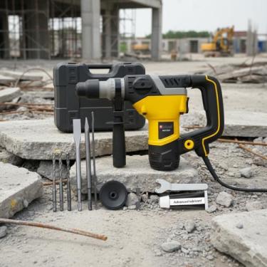 Imagem de Martelete Martelo Perfurador Rompedor Furadeira Impacto Sds Plus 2400w Talhadeira Ponteira Brocas (110V)