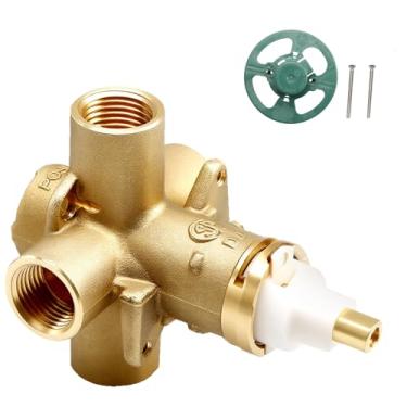 Imagem de SDRZJX Válvula de chuveiro e banheira de equilíbrio de pressão compatível com kit de acabamento Moen Posi Temp com cartucho de torneira 1222, conexões IPS de 1/2 polegada, design de 4 portas