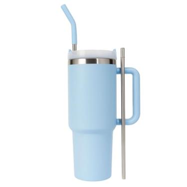 Imagem de Copo Térmico 1200ml com Tampa e Canudo de Inox – Alta Durabilidade, Mantém Bebidas Geladas por Horas, Ideal para Academia, Trabalho e Viagem (Azul)