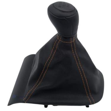 Imagem de Manopla + Coifa De Câmbio Onix Prisma 2013 2014 2015 2016 2017 2018 2019 Preta (Costura Laranja C/Manopla Preta)