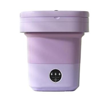 Imagem de Mini Lavadora de Roupas Dobrável Portátil 10L – 36W, Automática, Baixo Consumo de Água e Energia – Ideal para Viagens, Apartamentos e Camping (Rosa)