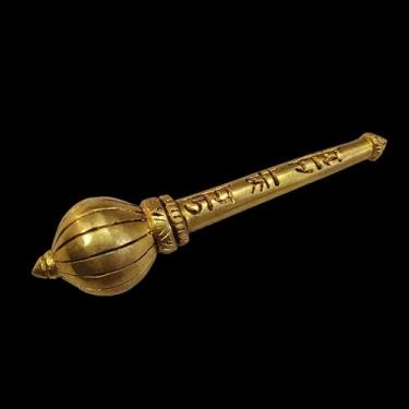 Imagem de Brass Hanuman Gada Mace | 3" Inch Lord Hanuman’s Weapon Symbol of Strength & Devotion | Handcrafted Religious Artifact for Home Temple Decor, Puja & Spiritual Gift | Vastu Protection Tool