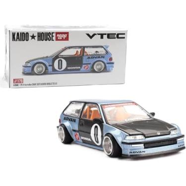 Imagem de 1:64 Diecast Model Car Compatible with Honda Civic (EF) Kaido Roulette V1 Light Blue Limited Edition by Kaido House x Mini GT KHMG179