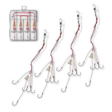 Imagem de Gancho de peixe, 4 peças, anzóis de pesca explosivos, iscas, armadilhas, alimentador, gaiola, anzol, afiado, com molas de aço inoxidável, ferramentas de pesca (N7)
