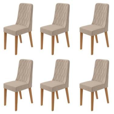 Imagem de Kit com 6 Cadeiras para Sala de Jantar Estofadas Luar - Móveis Lopas