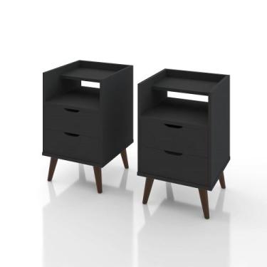 Imagem de Kit Mesa De Cabeceira Decor Com Duas Gavetas Um Nicho E Pés Palitos - 