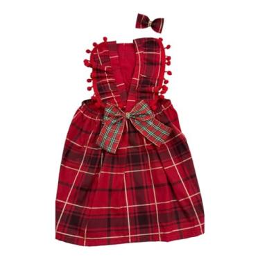 Imagem de CONCEPT PET Vestido de Natal Xadrez Vermelho para Pet, Laço com Strass, 100% Poliéster, Moderno, Tamanhos PP-GG, 25 x 19 x 3 cm (GG)