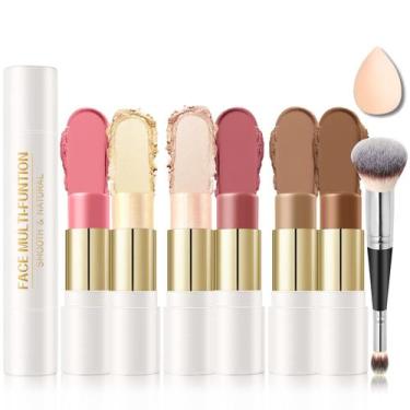 Imagem de Kit de maquiagem IONSGAKO Cream Contour Stick com iluminador e blush