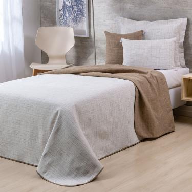 Imagem de Kit Colcha 4 Peças Solteiro Jacquard Dual 60% Algodão 40% Poliéster - Bege