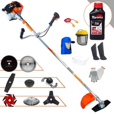 Imagem de Podador de Grama À Gasolina Vulcan VR430S 43cc 1,7HP Alta Rotação Roçadeira Completa Com Carretel Nylon e Kit 7 Opções de Corte + EPI + ÓLEO TOYAMA 2T