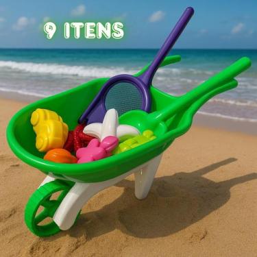 Imagem de Carrinho De Mão Radical RB15 Verde Infantil Brinquedo Areia Praia Terr