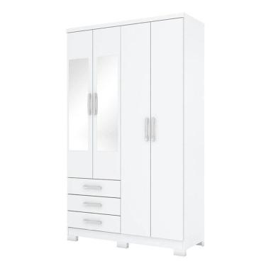 Imagem de Guarda Roupa Solteiro City 4 Portas Branco com Espelho - Henn