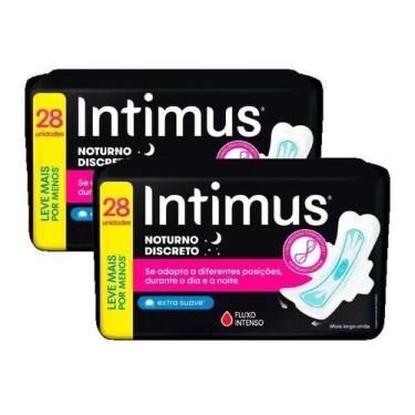 Imagem de kit 2 Absorvente Intimus Noturno Suave com Abas 28 unidades