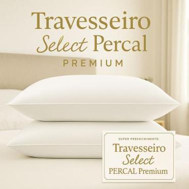Imagem de Travesseiro Select Percal Branco Alto Macio Premium Luxo Antialergico 