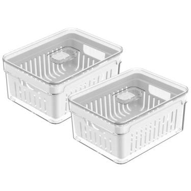 Imagem de Conjunto de 2 Organizadores de Geladeira com Cesto Clear Fresh 2,2L - 