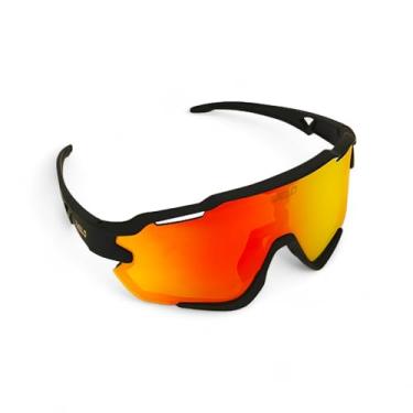 Imagem de Óculos de sol VELO Shades – Gamer – Basebol/Softball – por Jax at The Bullpen Training, Preto/Preto/Lava Espelhado, Adult