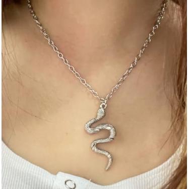Imagem de Joias modernas de cobra para mulheres, bijuteria de fantasia Medusa, colar de gargantilha de cobra ajustável, acessórios flexíveis para fantasia, 50cm, Metal, Sem Pedra Preciosa