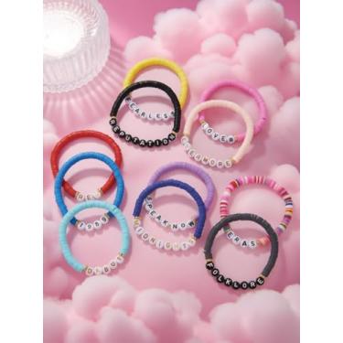 Imagem de Conjunto de pulseiras femininas empilháveis com contas elásticas multicamadas, One Size, Liga de aço, Sem Pedra Preciosa