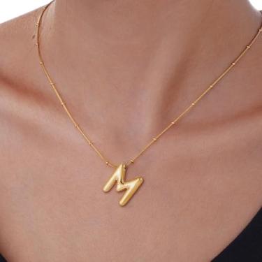 Imagem de Colar com pingente de inicial 3D, letra A-Z, joia de corrente de cobra, feita de design moderno de aço inoxidável, adequado para mulheres, F, Aço inoxidável, Sem Pedra Preciosa