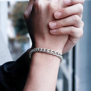 Imagem de Pulseira de aço inoxidável masculina elegante corrente fígaro de 12 mm preta/ouro/prata joia moderna, One Size, Aço inoxidável, Sem Pedra Preciosa