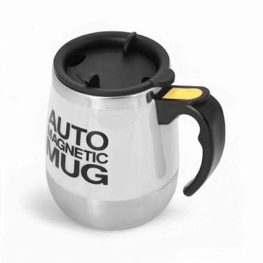 Imagem de Copo Elétrico Stirring Mug 400ml Caneca Branca Com Mixer Magnético Recarregável De Aço Inox