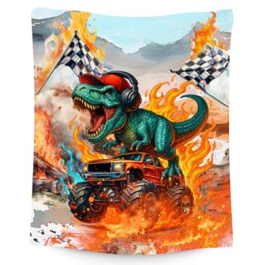 Imagem de Cobertores de dinossauro - presentes de cobertor infantil - mantas macias de flanela para decoração de quarto sofá - 101,6 cm x 127 cm