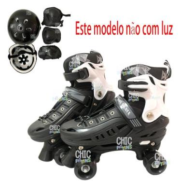 Imagem de Patins Infantil 4 Rodas (sem luz) Com Kit Proteção Menina Menino  Meno