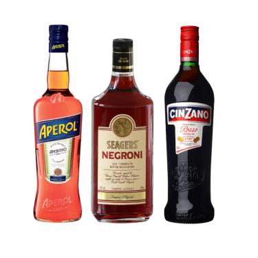 Imagem de Aperol 750ml + Cinzano Rosso 950ml + Seagers Negroni 980ml