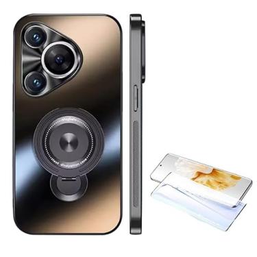 Imagem de Capa para celular compatível com Huawei Pura 70 Pro+ All-Inclusive ultrafina proteção total para Huawei Pura 70 Capa com suporte giratório fosco (preto frio, Huawei Pura 70Pro +)