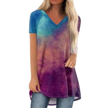 Imagem de Túnica COTECRAM Summer para mulheres Plus Size Blue XXL