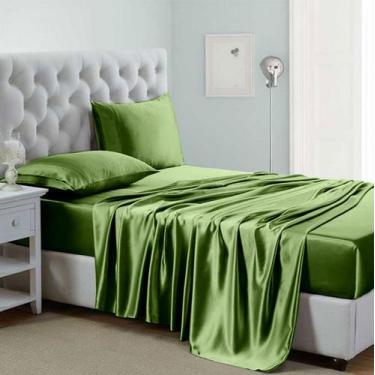 Imagem de Conjunto de lençóis de cetim Lanest Housing Silk Satin Queen Sage Gree