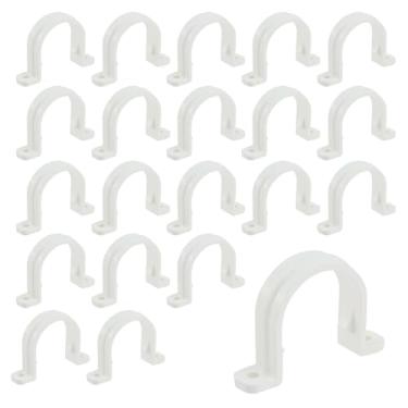 Imagem de Oedema 20 peças de montagem de conduíte de PVC de 32 mm suportes em U braçadeiras de alça de tubo de plástico de dois furos suportes para tubos de PVC, conduítes e cabos