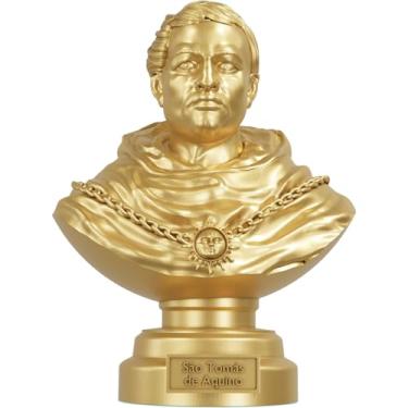Imagem de Estátua Busto São Tomás de Aquino - Teólogo Católico (Cor Ouro)