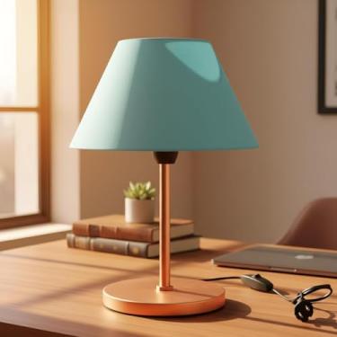 Imagem de Luminária Abajur Infantil De Mesa Criado Quarto Com Cúpula Cor da cúpula Azul Cor da estrutura Branco (COBRE)