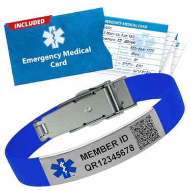 Imagem de Pulseira de alerta médico QR para homens e mulheres – Pulseira de alerta médico, personalizável, durável e ajustável, inclui acesso ao registro de saúde pessoal (PHR), cartão médico de emergência