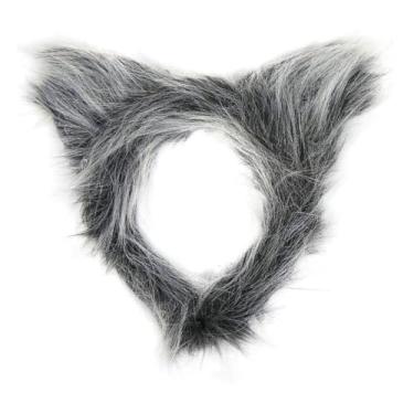 Imagem de LEKTIST Tiara fofa de orelhas e chifres de animais de pelúcia para maquiagem de festa temática de festival cospaly (poliéster, lobo)