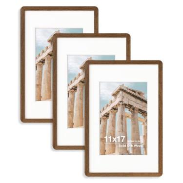 Imagem de Porta-retratos FLYJOE 11x17 cm Madeira maciça de carvalho com vidro te