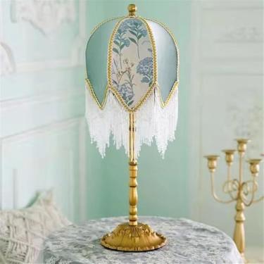 Imagem de Luminária de mesa francesa de luxo com LED, estilo retrô americano, para sala de estar, quarto, escritório, casa de campo ou hotel, com franjas criativas, estilo campestre europeu (Estilo 7)