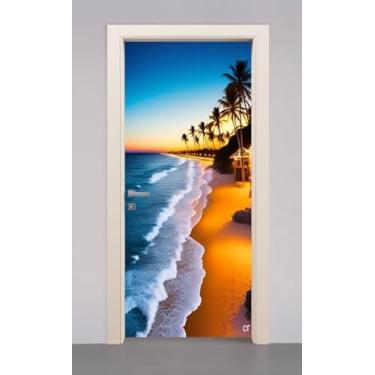 Imagem de Adesivo Envelopamento Decorativo de Porta Praia Areia Mar Oceano (70cm)