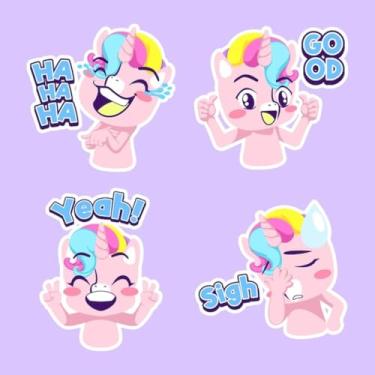 Imagem de Adesivo Infantil Kawai de Unicórnio para Quarto e Cadernos Decorativo e Reutilizável 30x30cm