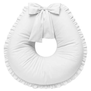 Imagem de Almofada Amamentação Extra Grande 100% Algodão Babado Branco - Monzill