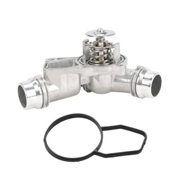 Imagem de JDMEXEV Carcaça de termostato de refrigeração de motor de alumínio compatível com BMW 320i 323Ci 323i 325i 328i 330Ci 330xi 528i 530i X5 Z3 Z4 E39 E46 E53 E60 E83 E85, substitui para 15314 37040
