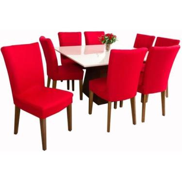 Imagem de Kit 6 Capas de Cadeiras Sala de Jantar Em Malha Lavável 100% Poliéster