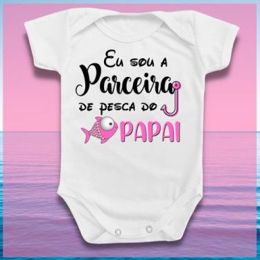 Imagem de Body Bebê Parceira De Pesca Do Papai Menina Rosa Infantil - Borizinho 