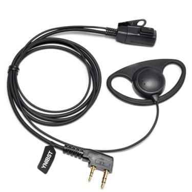 Imagem de YNIBST Fone de ouvido Walkie Talkie em forma de D, fone de ouvido de rádio bidirecional de 2 pinos com microfone PTT para Kenwood Retevis Quansheng Baofeng UV-K58 UV-5R UV-82 TK-2107 TK-3107