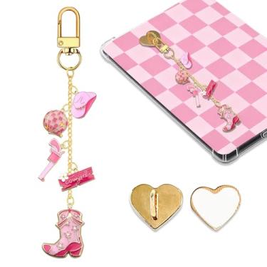 Imagem de LMZLJZ Corrente de berloques Cowgirl Kindle para amantes de livros e mulheres, homens, chaveiro com pingente de vaqueira ocidental, acessórios para leitor eletrônico, presente para leitores de livros